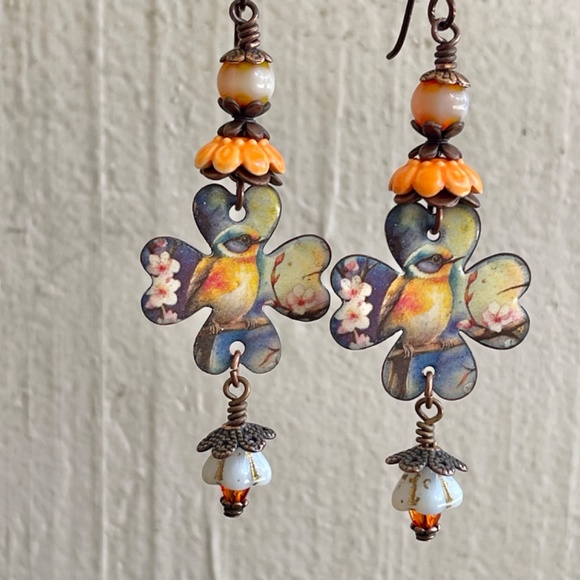 ARTISAN Earrings “Lucky Bird” - Dangles - Picture 5 of 12